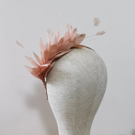 Nude Salmon Dusky Pink Feather Headband Fascinator Feathers | Etsy | Etsy (US)