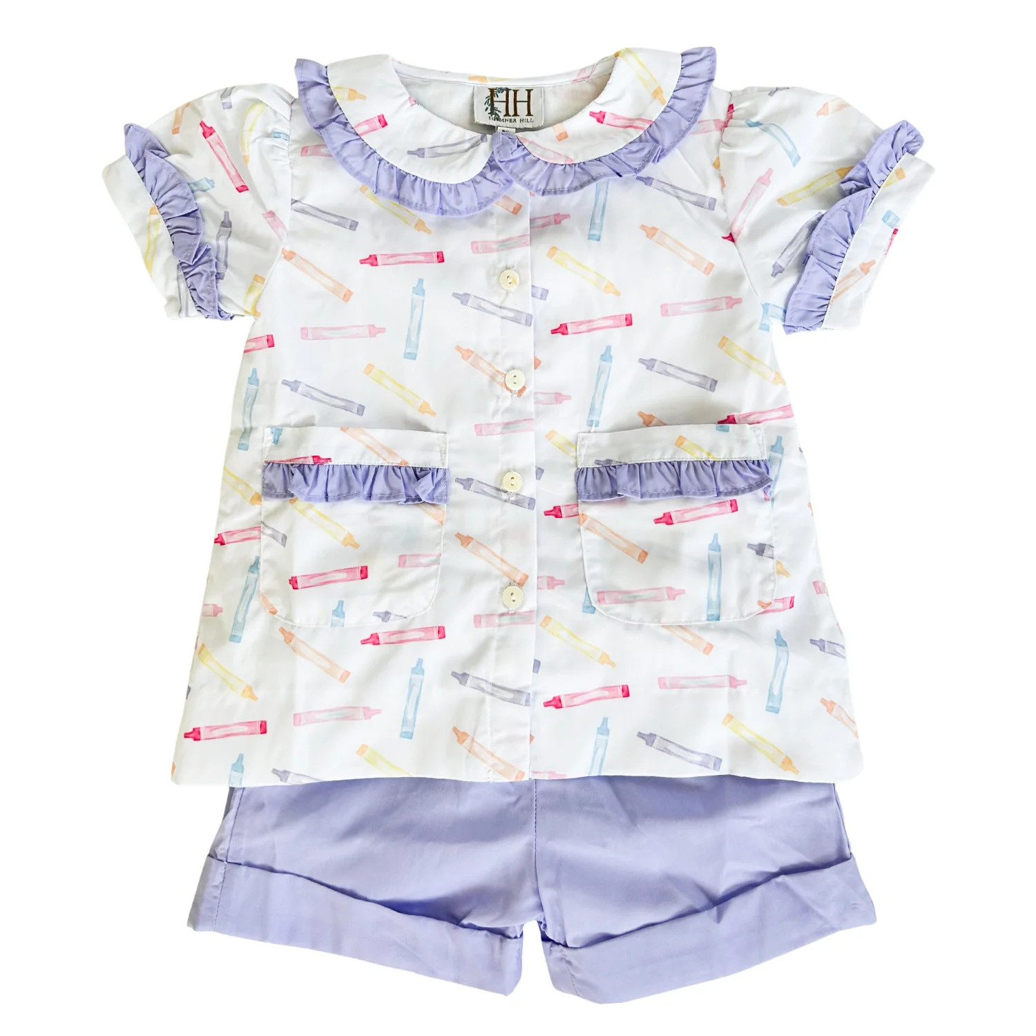Crayon Collar Puff Sleeve Shorts Set | Hamner Hill
