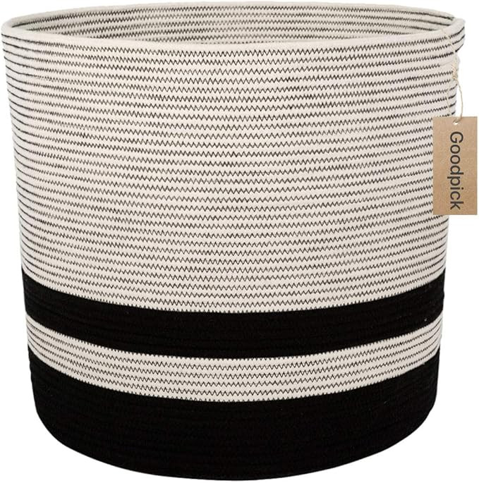 Goodpick Tall Cotton Rope Basket - Woven Storage Basket - Large Basket with Handle for Baby Nurse... | Amazon (US)