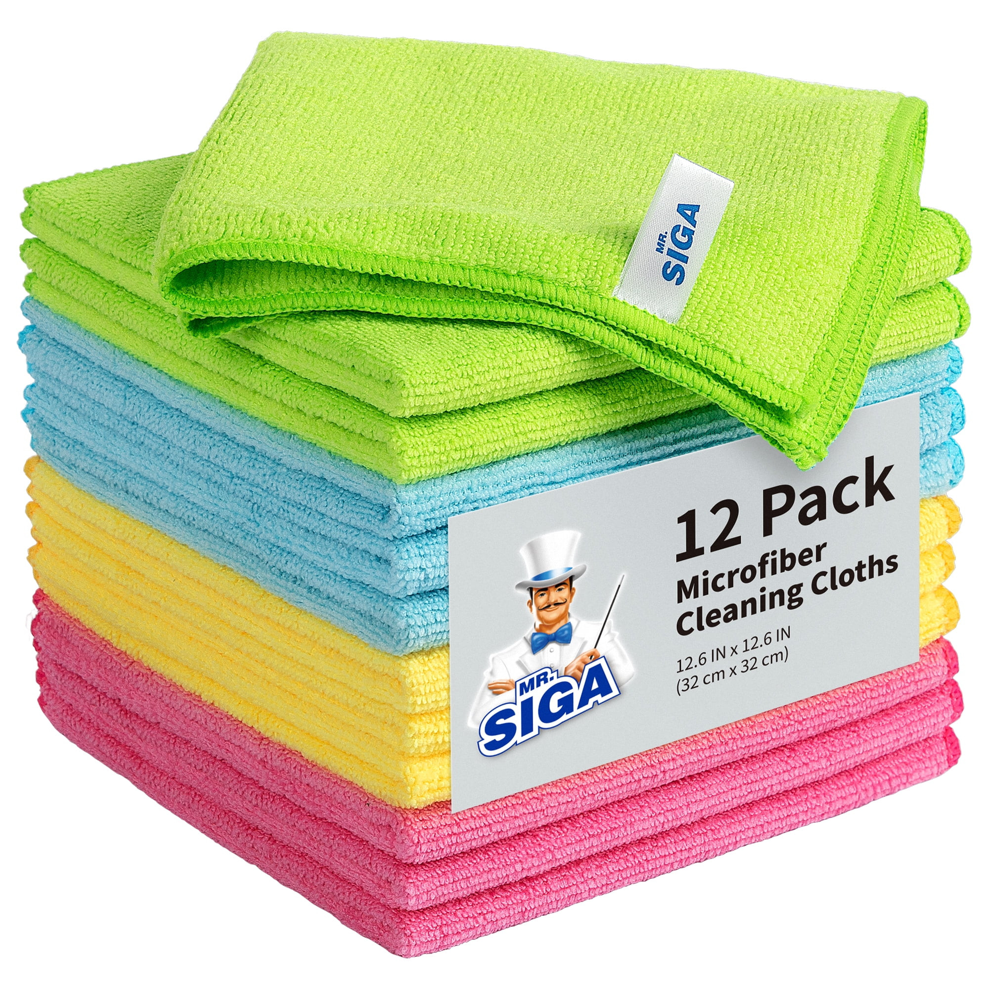 MR.SIGA Microfiber Cleaning Cloth for Kitchen, Household & Car Cleaning, Pack of 12, Size: 12.6" ... | Walmart (US)