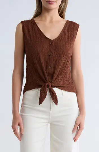 Textured Front Tie Tank | Nordstrom Rack