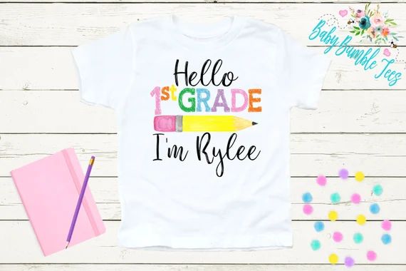 Hello 1st Grade Shirt // Custom First Grade Shirt // Back To School Shirt // First Day Of School ... | Etsy (US)