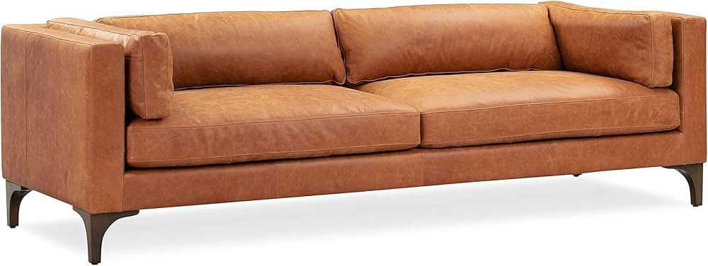 POLY & BARK Argan 93" Sofa in Full-Grain Pure-Aniline Italian Tanned Leather in Cognac Tan | Amazon (US)