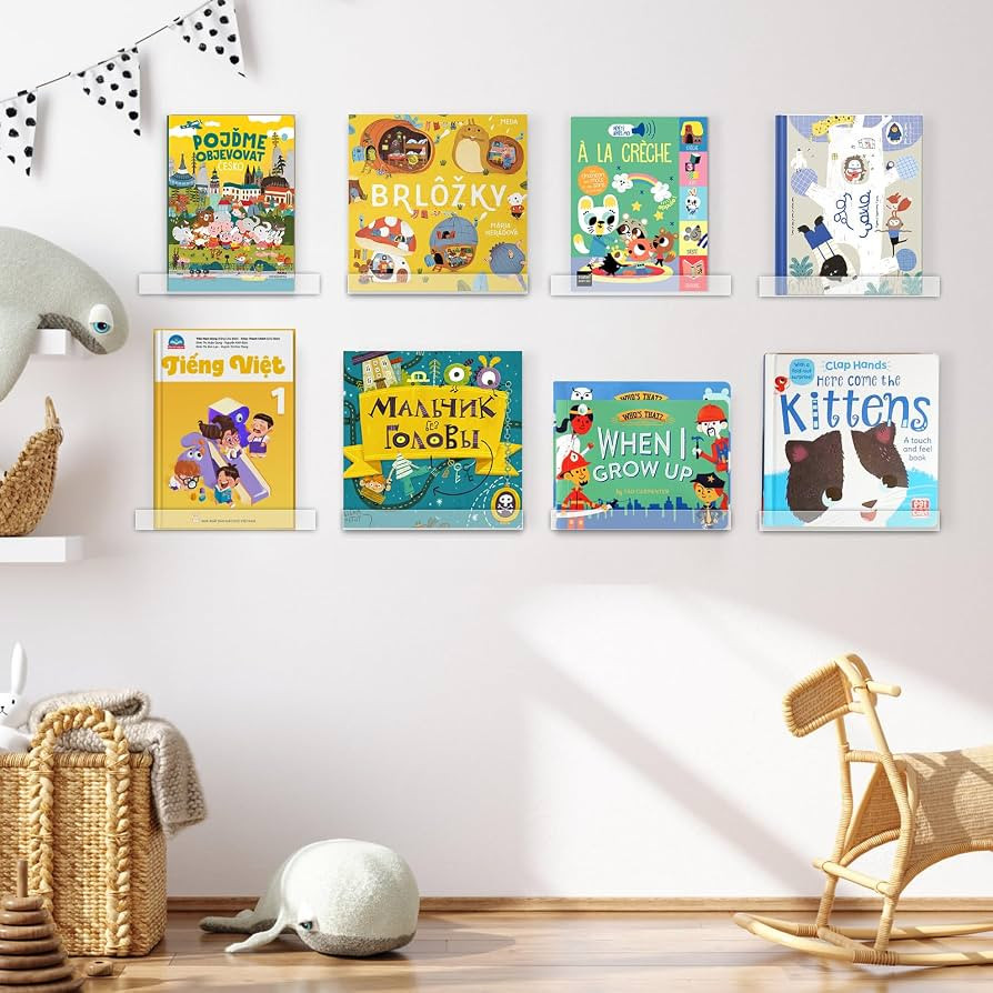 Vinyl Record Shelf Wall Mount, 12 inch Clear Acrylic Album Record Holder Display, Kids Bookshelf,... | Amazon (US)