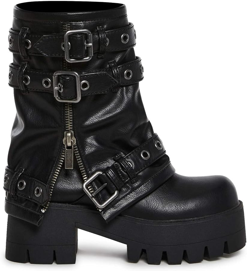 Dolls Kill Warp Combat Boots by DARKER WAVS \u2013 Unisex Vegan Leather Platform Boots with Buckl... | Amazon (US)