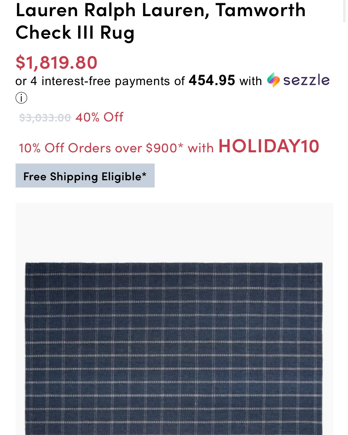 Just ordered this lauren Ralph lauren rug for my dining room and I am so excited to get it in !!!!! On major sale!!! Was waiting for Black Friday deals :) this navy blue plaid rug is everything 

#LTKCyberWeek #LTKHome #LTKSaleAlert
