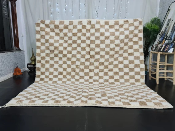 Checkered Beni Ourain Rug Tribal Area Rug Woven Rug Pale | Etsy | Etsy (US)