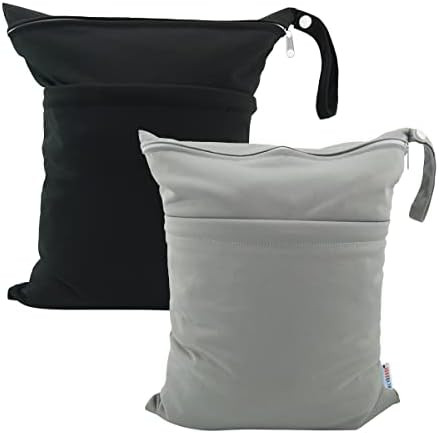 ALVABABY 2pcs Cloth Diaper Wet Dry Bags Waterproof Reusable with Two Zippered Pockets Travel Beac... | Amazon (US)