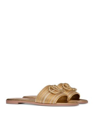 Valentino Garavani Women's V Logo Signature Metallic Slide Sandals | Bloomingdale's Shoes | Bloomingdale's (AU)