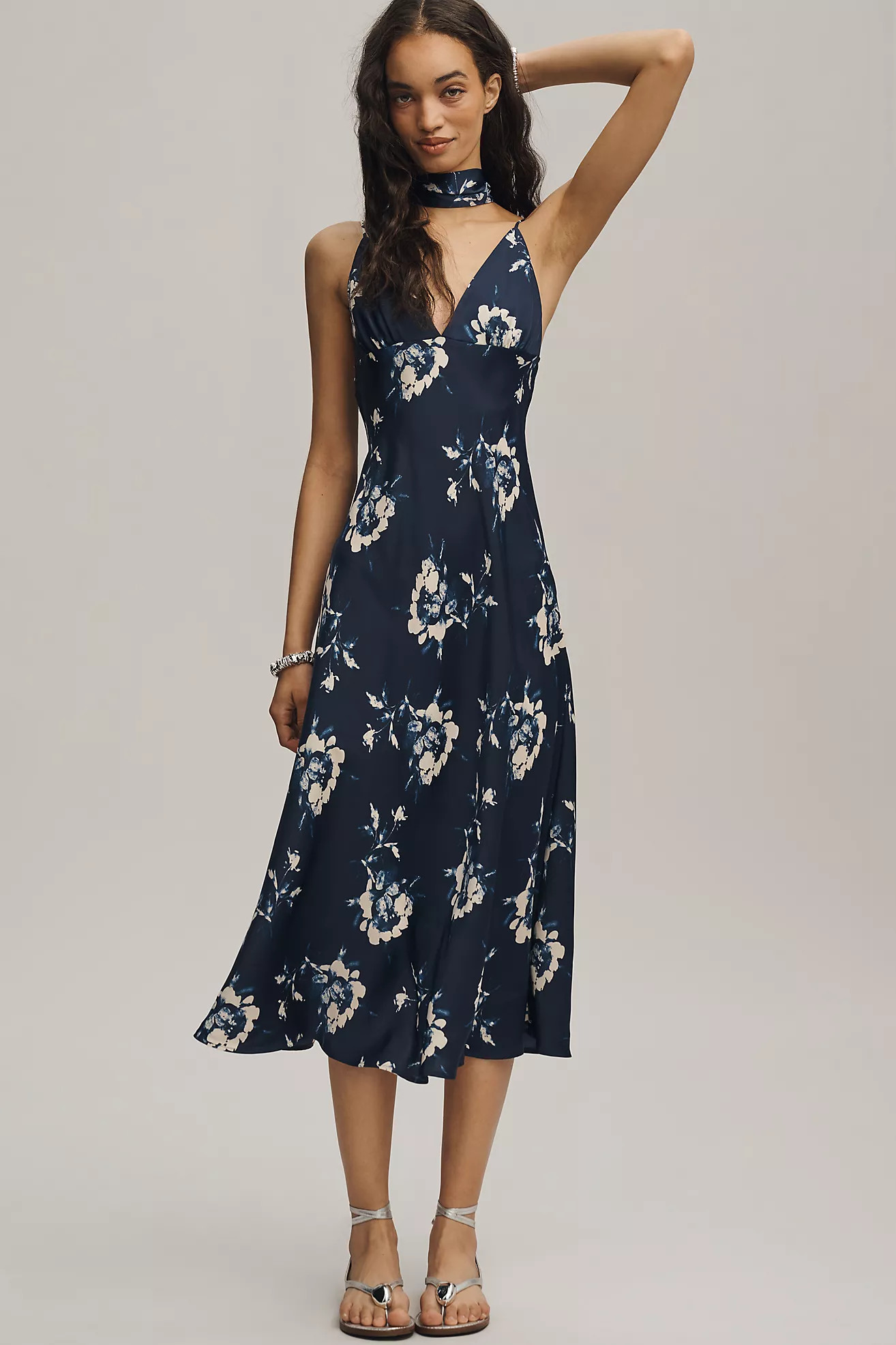 Clara Printed V-Neck A-Line Midi Dress by Maeve | Anthropologie (US)