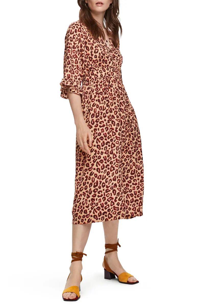 SCOTCH AND SODA Animal Print Elbow Sleeve Midi Dress | Nordstromrack | Nordstrom Rack