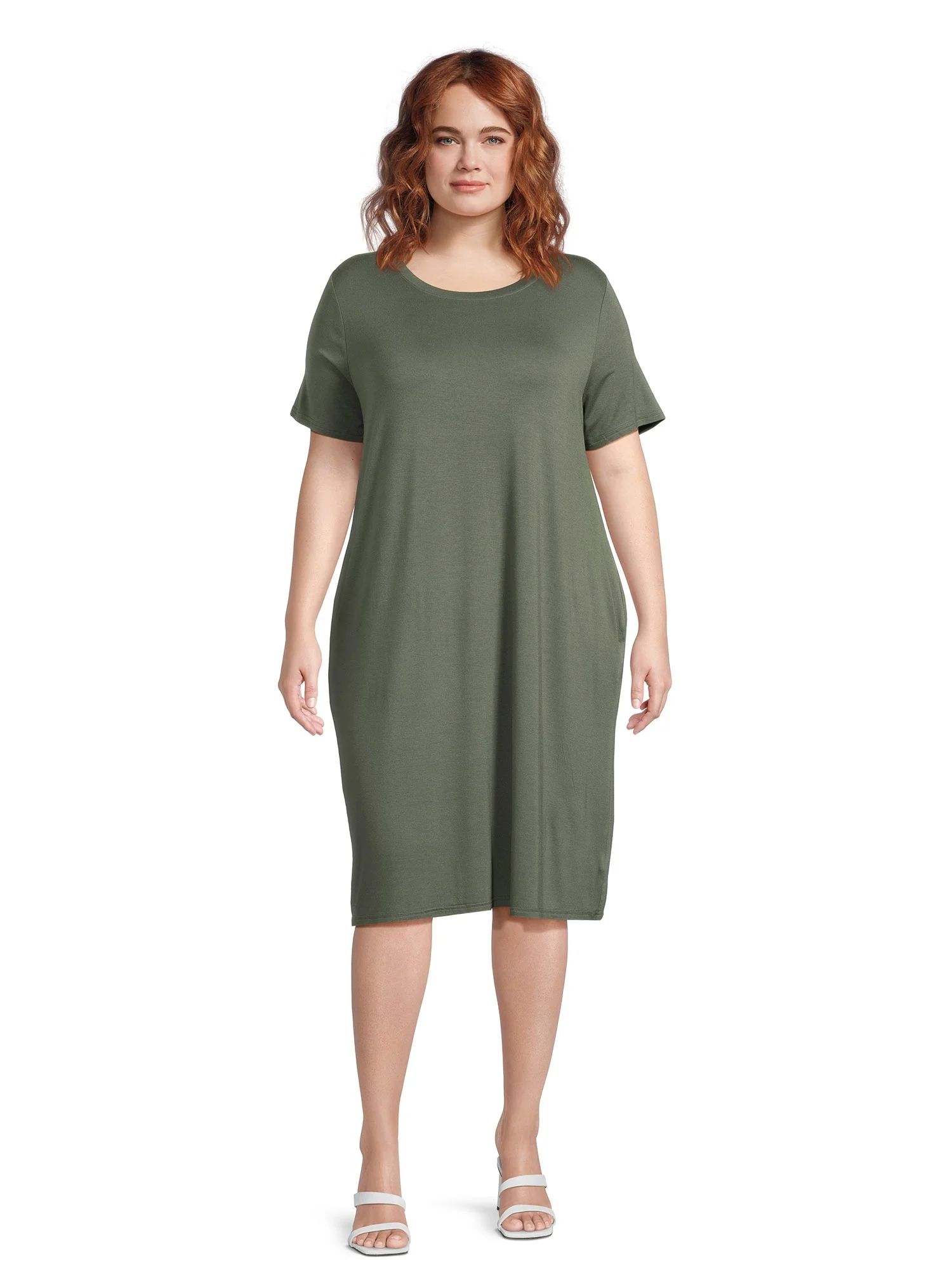 Terra & Sky Women’s Plus Size T-Shirt Dress with Short Sleeves | Walmart (US)