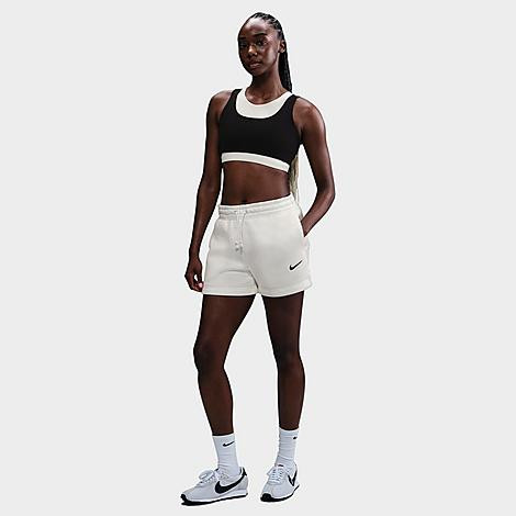 Nike Women's Sportswear Phoenix Fleece Mid-Rise 4" Shorts in Sail/Black Size: Large | Finish Line (US)