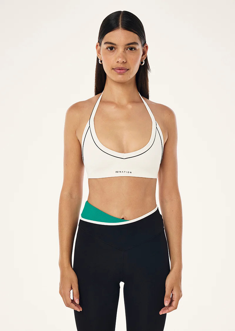 LAYBACK HALTER SPORTS BRA IN WHISPER WHITE | P.E Nation AU