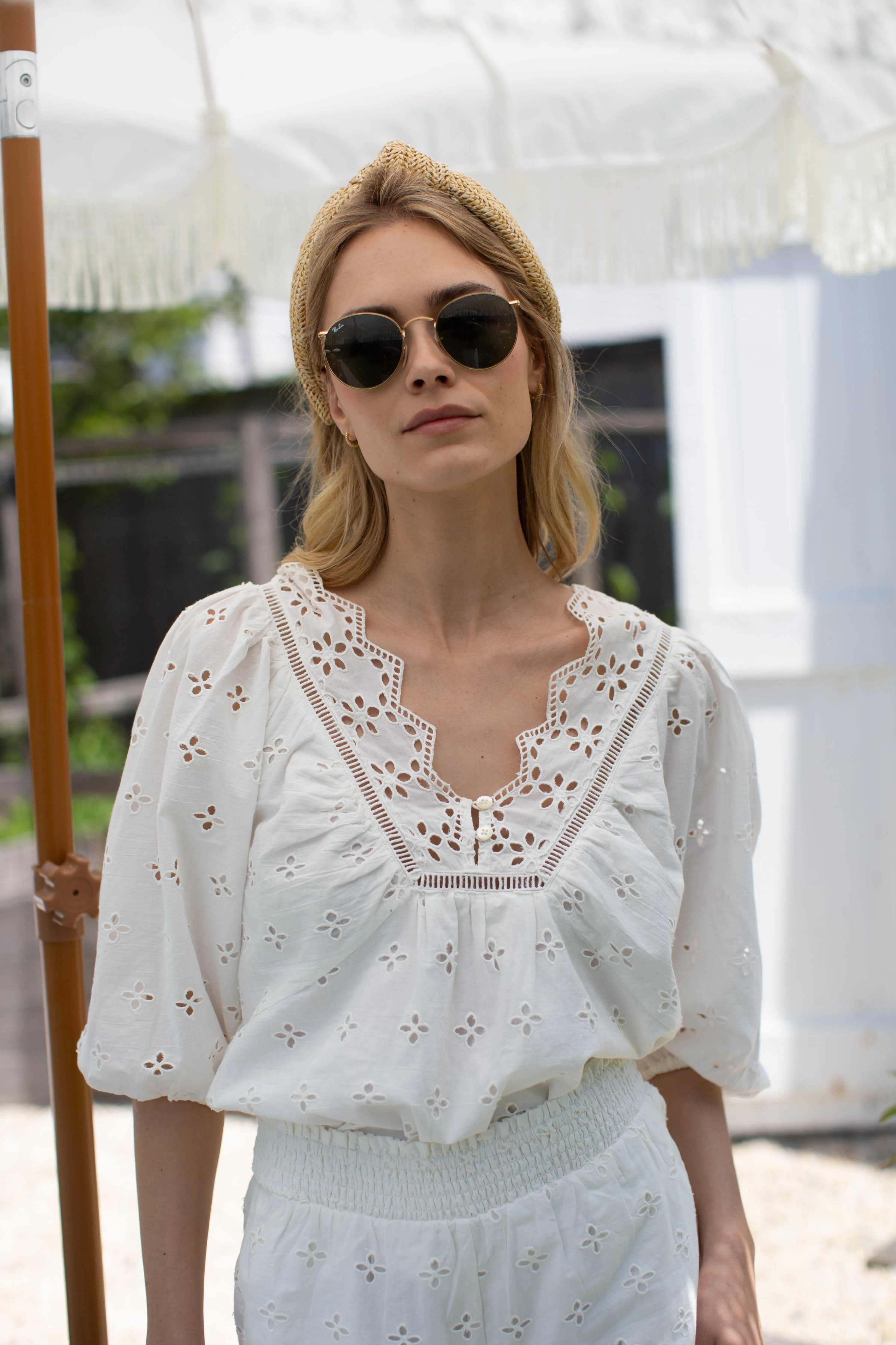 Eloise Eyelet Top - White | Marea