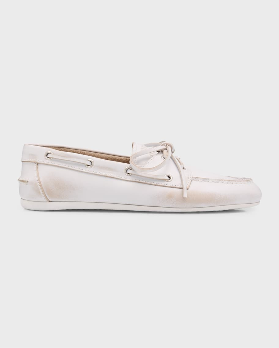 Miu Miu Leather Lace-Up Moccasins | Neiman Marcus