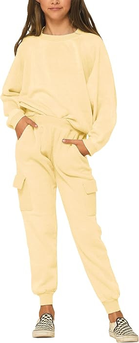 Imily Bela Kids Girls Sweatsuit Lounge sets Crewneck Sweatshirt Casual Drawstring Sweatpants with... | Amazon (US)