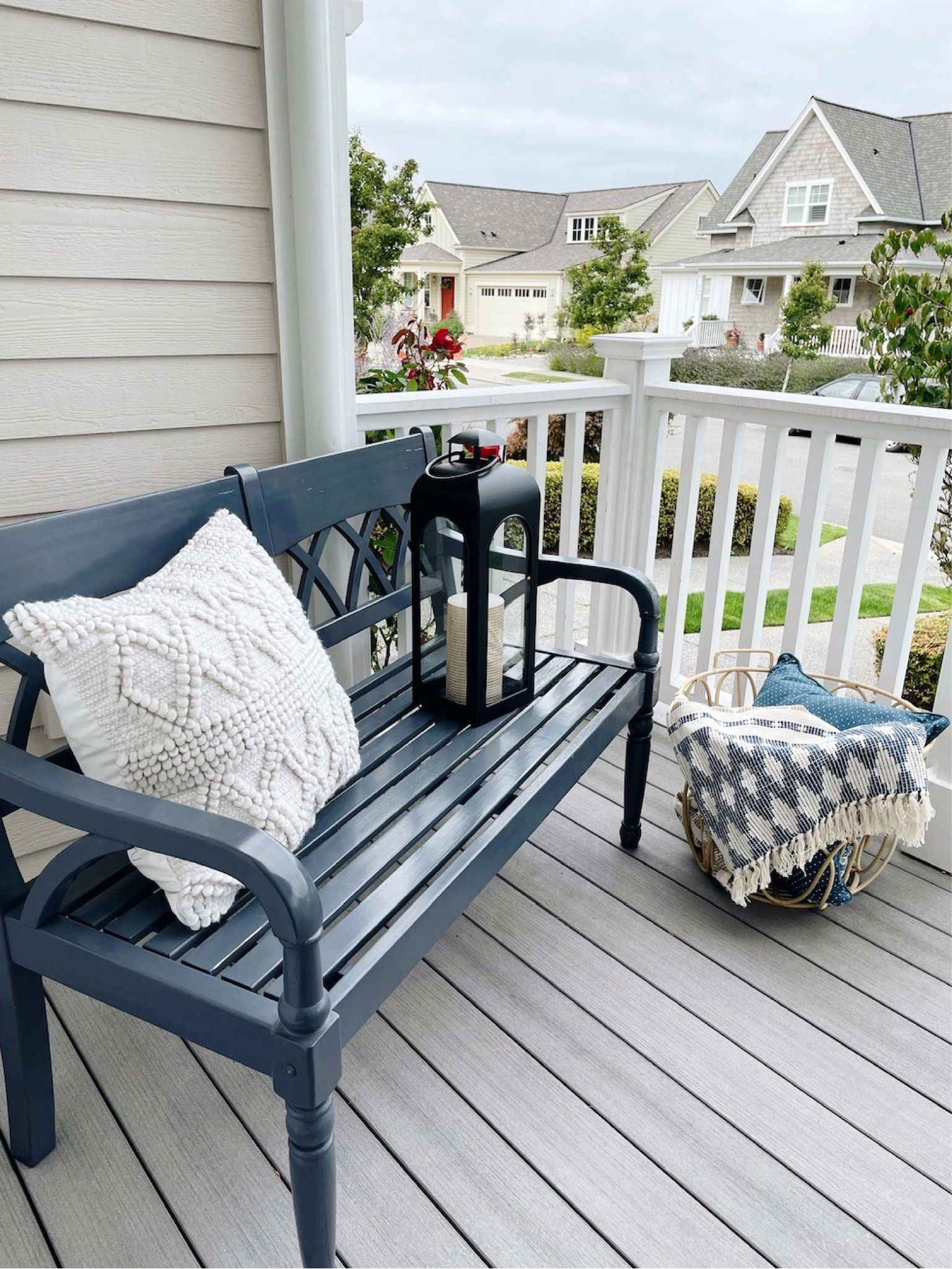 Wood outdoor garden benches (similar) and large metal black outdoor lantern 

#LTKhome #LTKsalealert #LTKSeasonal