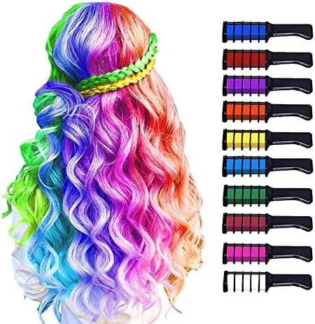 10 Color Hair Chalk for Girls Makeup Kit - New Hair Chalk Comb Temporary Washable Hair Color Dye ... | Amazon (US)