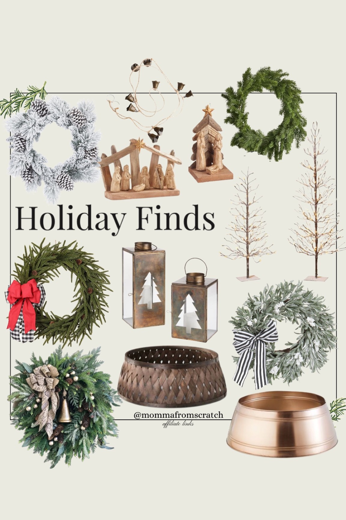 Holiday decor, Christmas decor, tree collar, Christmas lanterns, brass lanterns, Christmas wreath, nativity, twig trees, Christmas tree

#LTKHoliday #LTKhome #LTKstyletip