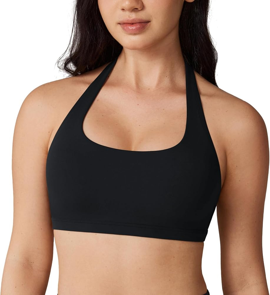 Hugcurve Detachable Halter Sports Bra Racerback for Women Padded Square Neck Open Back Yoga Worko... | Amazon (US)