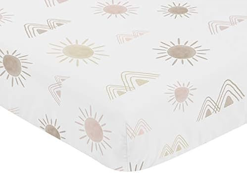 Sweet Jojo Designs Boho Desert Sun Girl Fitted Crib Sheet Baby or Toddler Bed Nursery - Blush Pink M | Amazon (US)