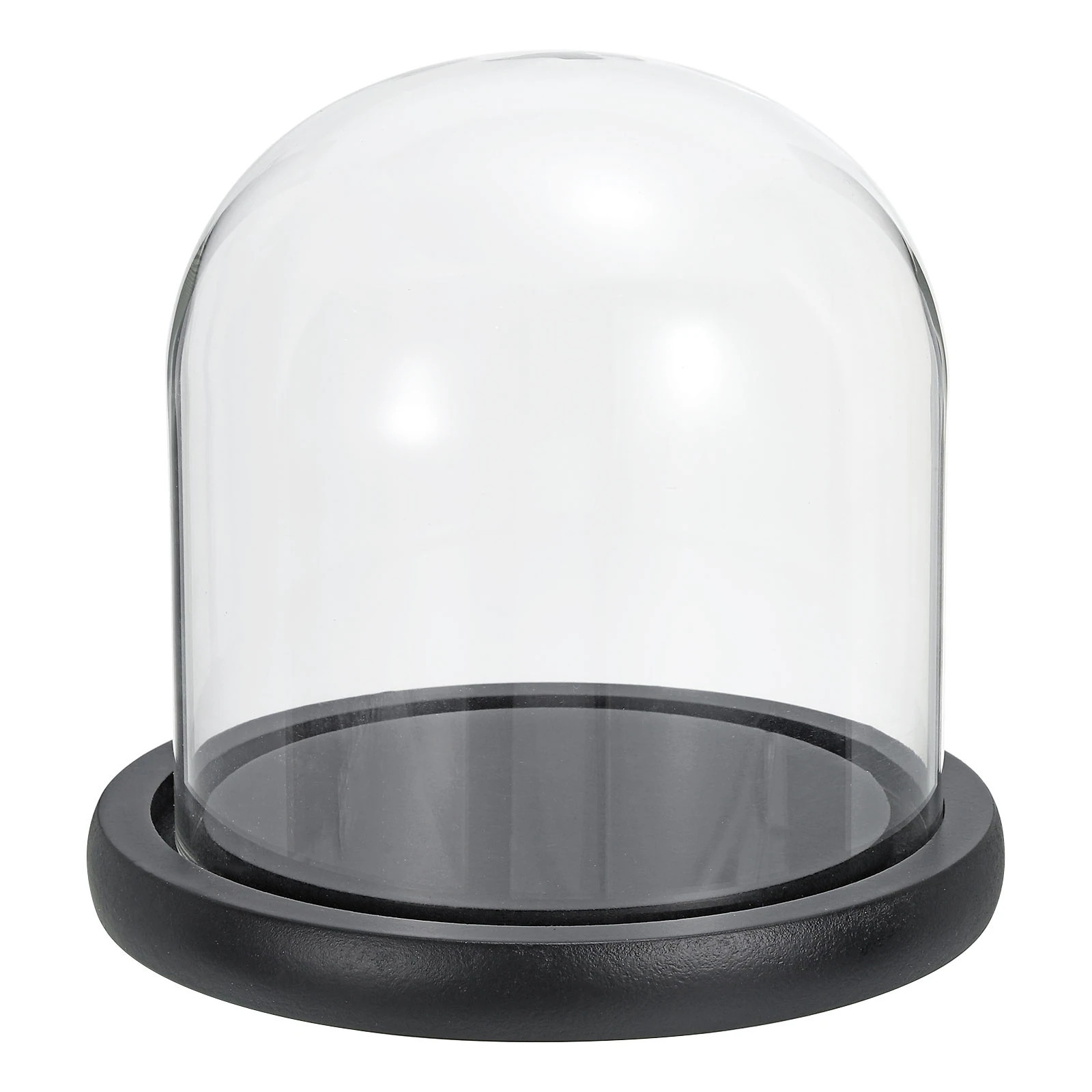 PATIKIL 4.9x4.7 Inch Clear Cloche Glass Dome Glass Bell Jar Display Case Tabletop Centerpiece with Black Wooden Base for Christmas Home Decor | Lowe's