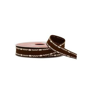 5/8" x 18Ft Brown & White Stitch Grosgrain Ribbon by Celebrate It® in Null | Michaels® | Michaels Stores