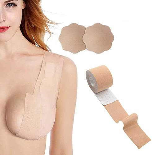 Boob Tape and 2 Pcs Petal Backless Nipple Cover Set, Breathable Breast Lift Tape Boobytape for Breas | Amazon (US)