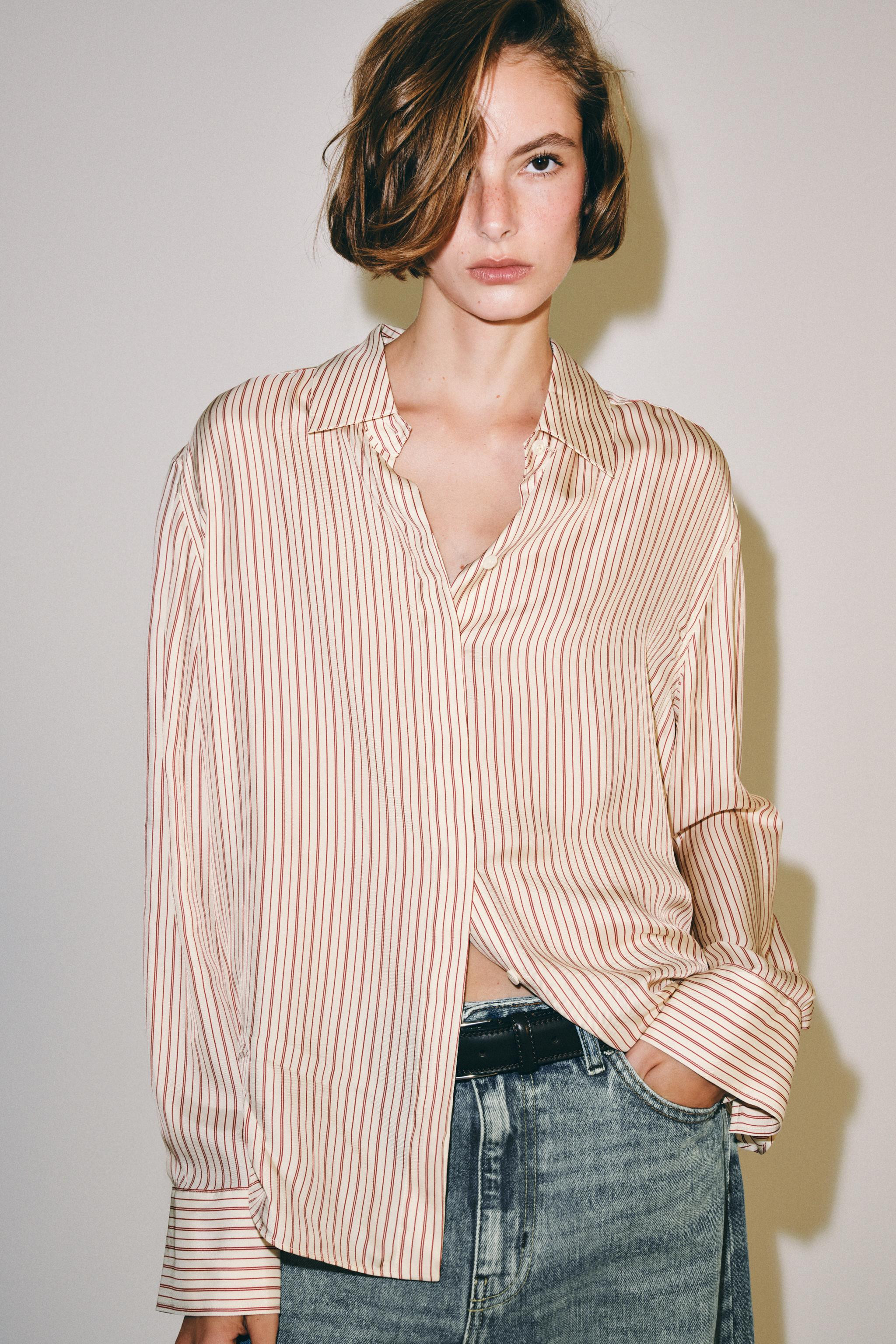ZW COLLECTION SILK STRIPED SHIRT | Zara US