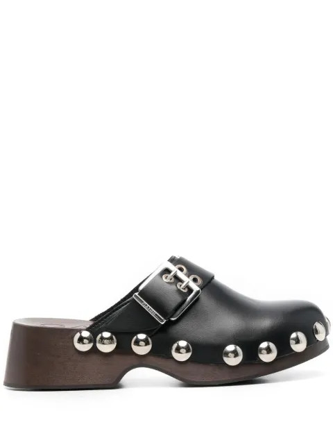 GANNI Studded Buckled Clogs - Farfetch | Farfetch Global