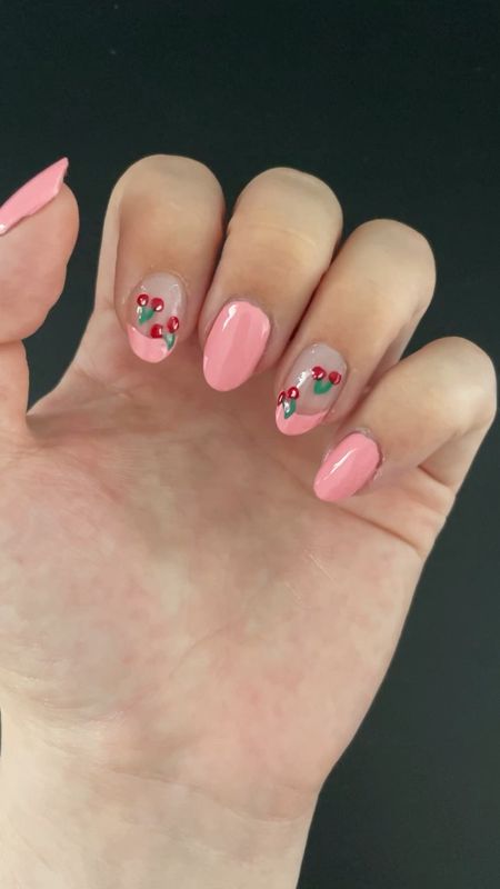 Cherry nail art for the start of spring 🍒🍒💗💗 I used Sally Hansen Pink Blink, OPI Big Apple Red, Sinful Colors Garden Party, and Essie Blanc! 

#LTKFind #LTKSeasonal #LTKbeauty