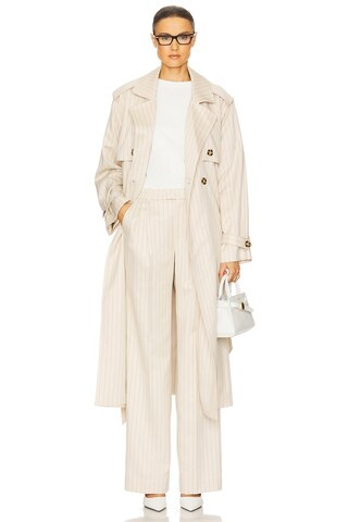 Favorite Daughter The Charles Trench in Warm Sand Pinstripe from Revolve.com | Revolve Clothing (Global)