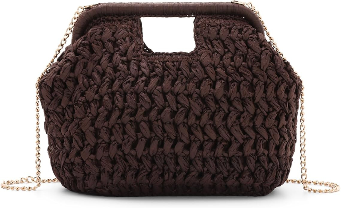 Fecialy Straw Clutch Purse for Women Summer Beach Woven Bags Straw Top Hanlde Handbags Vacation C... | Amazon (US)