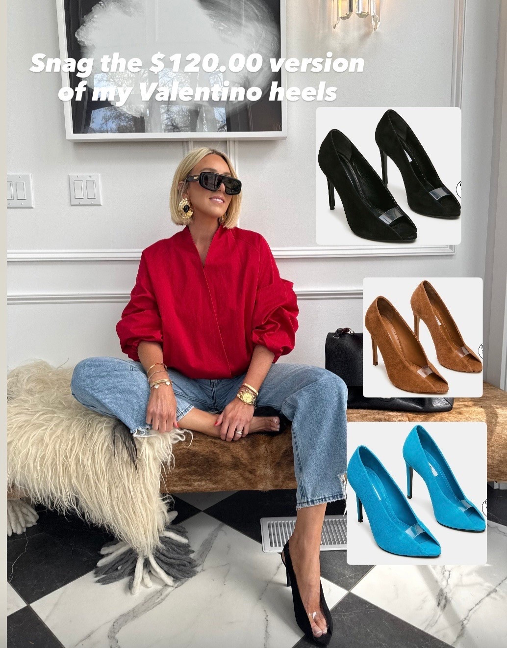 My Zara jacket that keeps selling out and the look for less of my Valentino heels