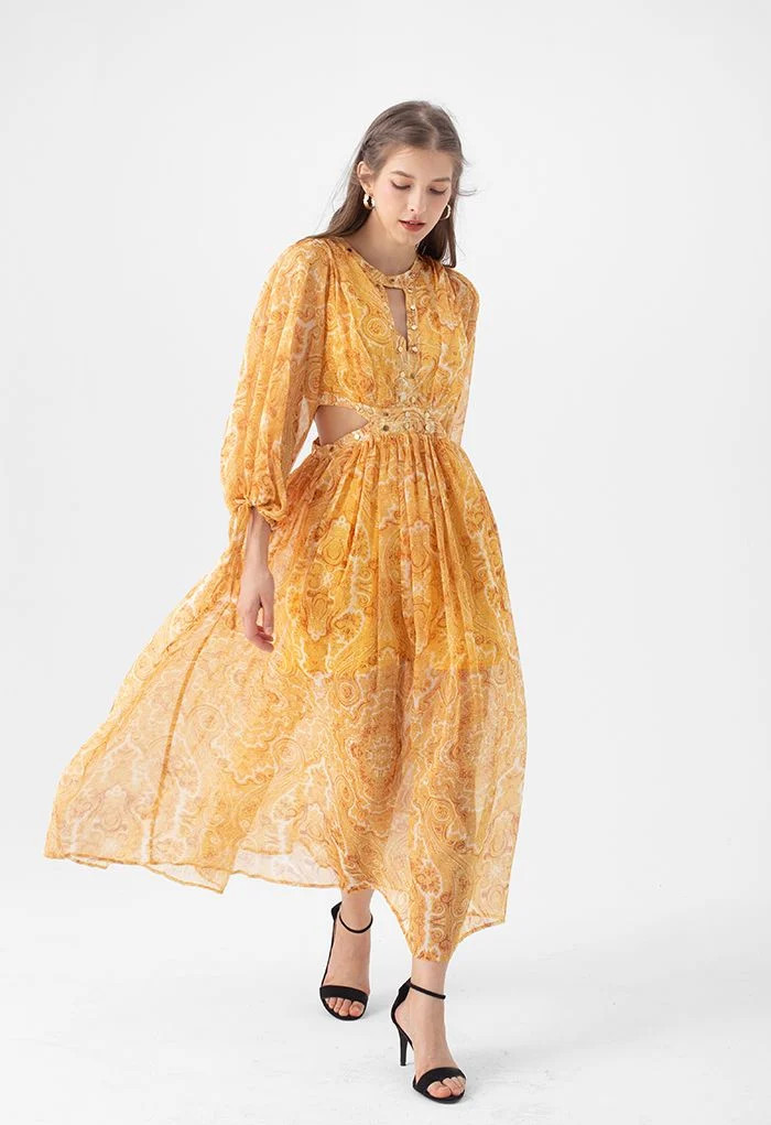Paisley Print Cut Out Maxi Dress | Chicwish