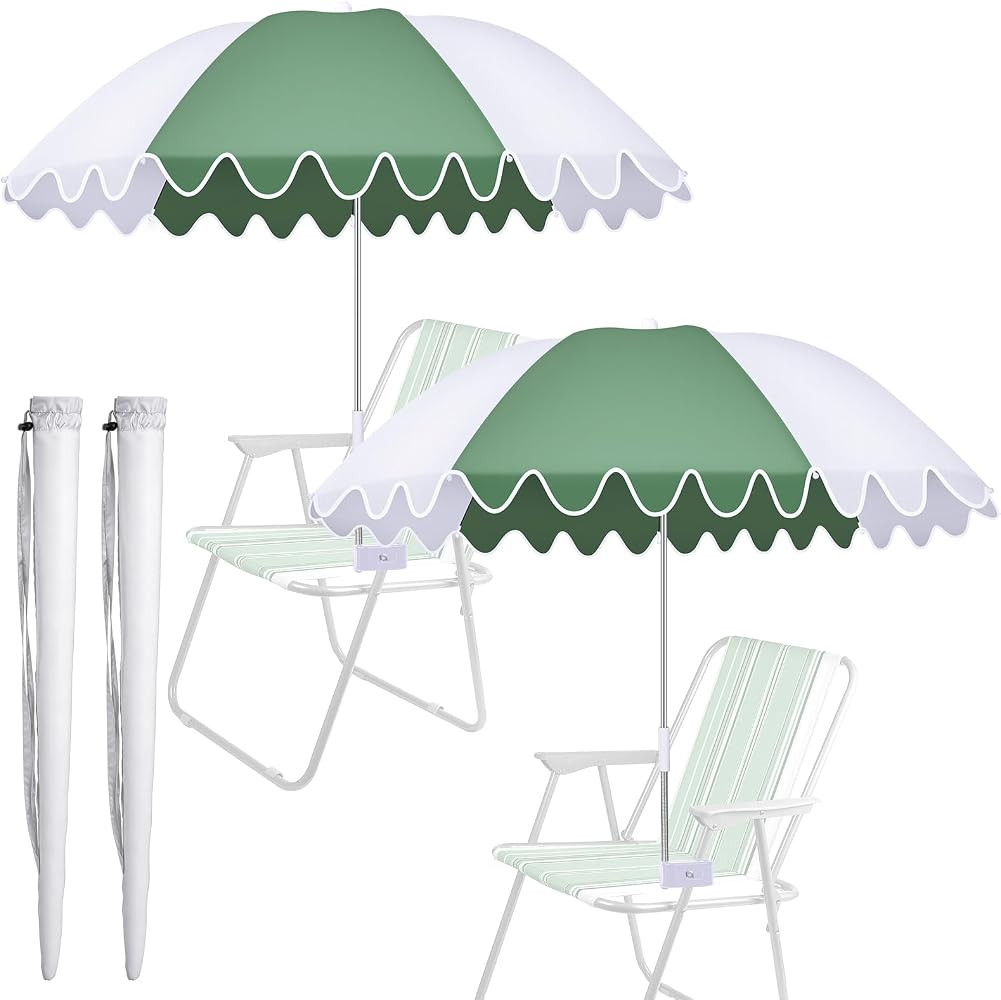 Abbylike 2 Pcs Scalloped Chair Umbrella with Universal Adjustable Clamp 38'' Portable Wheelchair ... | Amazon (US)