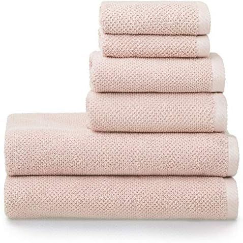 Welhome Franklin Premium | 2 Bath Towels 2 Hand Towels 2 Washcloths |Popcorn Textured Blush Bathr... | Amazon (US)