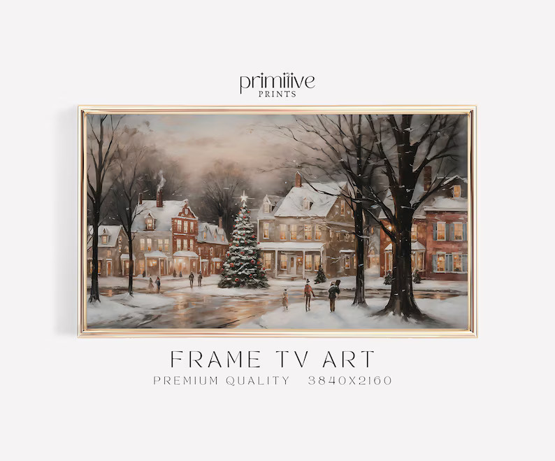 Small Town Winter Frame TV Art Christmas Samsung Frame TV - Etsy | Etsy (US)