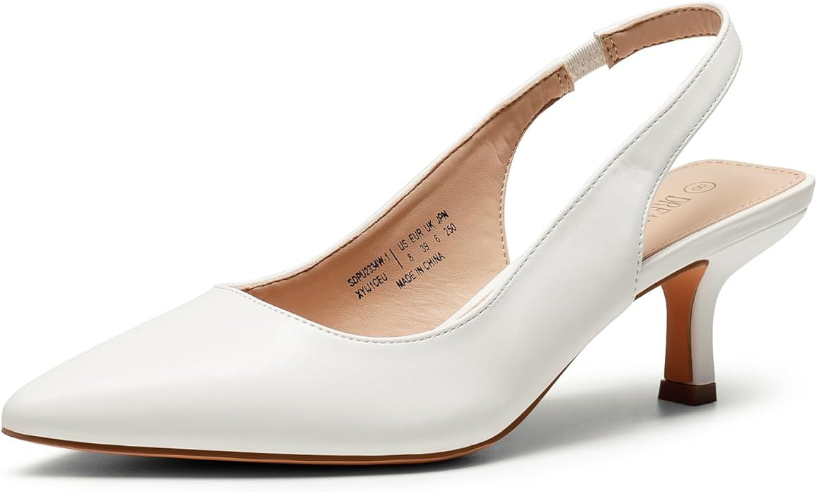 DREAM PAIRS Women’s Closed Toe Kitten Heels Pointed Toe Slingback Low Heels Dress Bridal Weddin... | Amazon (US)