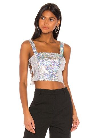 superdown Karla Cut Out Top in Iridescent Silver from Revolve.com | Revolve Clothing (Global)