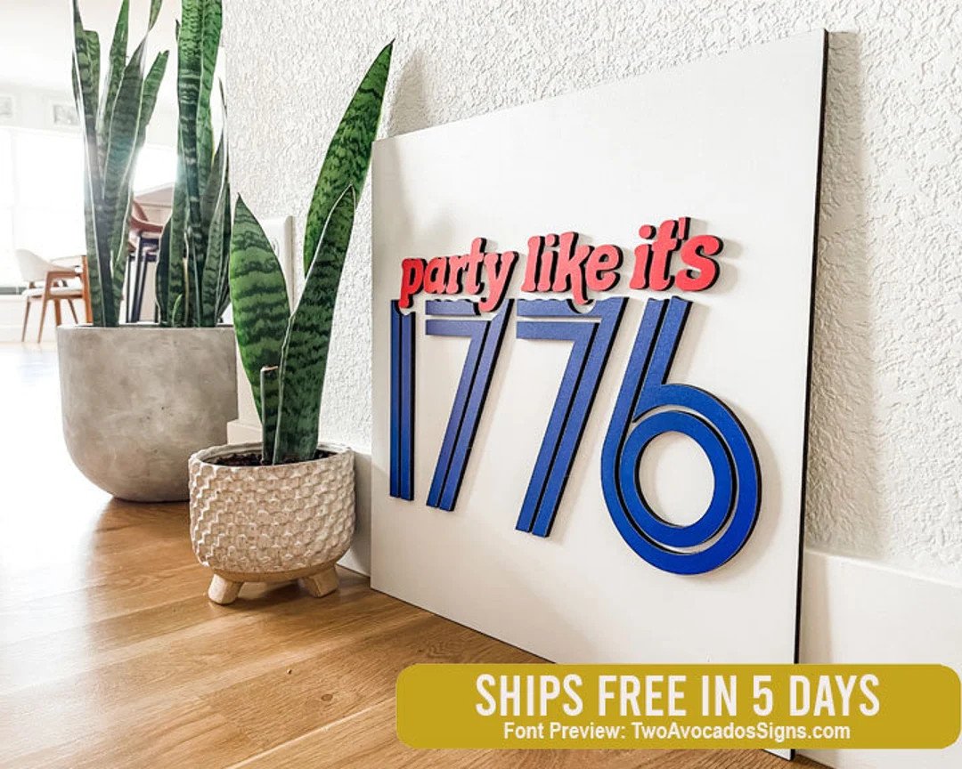 4th of July sign, 4th of July decoration, holiday magic, holiday decor, made in the USA, party li... | Etsy (US)