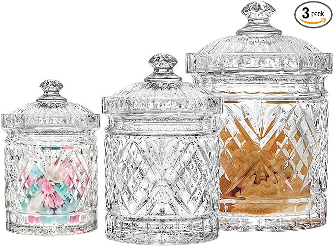 Godinger Canister Set, Crystal Glass Canisters Food Storage Candy Jars - Dublin Collection, Set o... | Amazon (US)