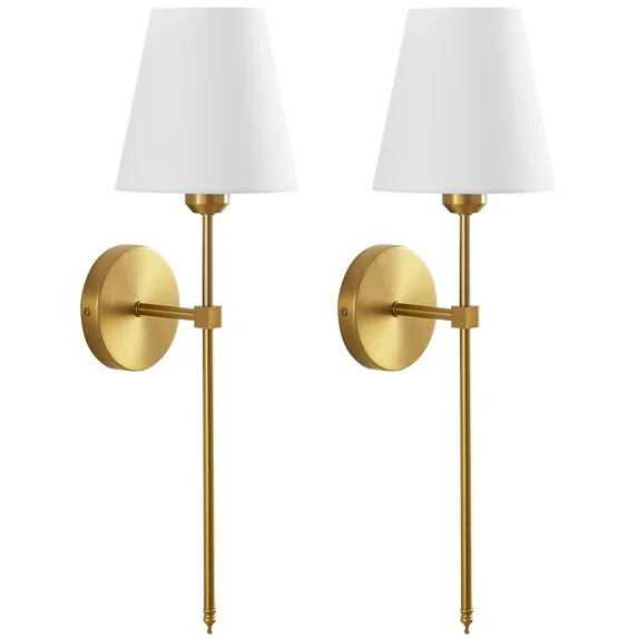 Better Homes & Gardens Contemporary Indoor 2-Pack Convertible LED Sconce Table Lamp, Gold | Walmart (US)