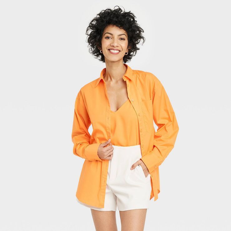 Women's Long Sleeve Oversized Button-Down Shirt - A New Day™ | Target