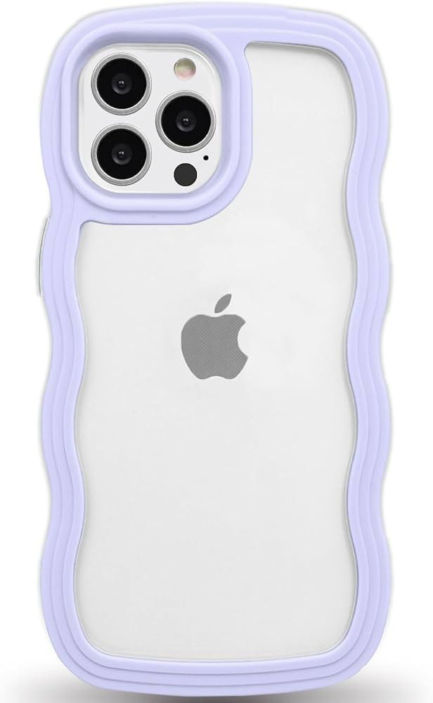 Anuck for iPhone 14 Pro Case Wavy Edge Clear Back Design, Anti-Slip Grip Cute Wave Curly Frame Sh... | Amazon (US)