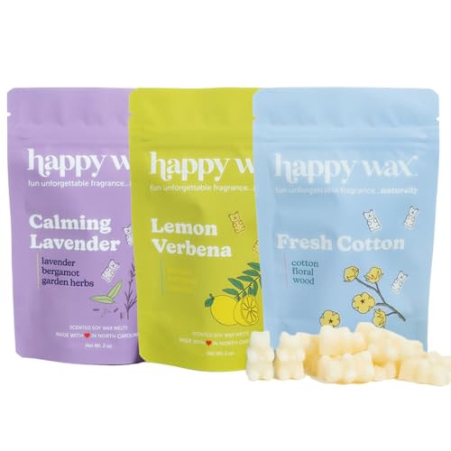 Happy Wax Fresh Mix Collection Premium Scented Non Toxic, Pet Friendly Wax Melts - 6 oz. Includes 2 oz Fresh Cotton, 2 oz Lemon Verbena and 2 oz Calming Lavender | Amazon (US)