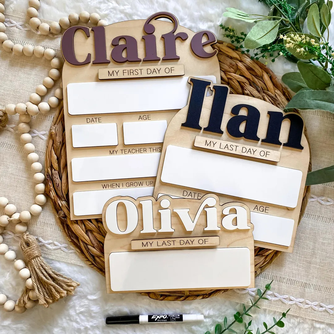 Custom First and Last Day of School Sign - Reusable Dry Erase Acrylic School Wood Milestone Board... | Etsy (US)