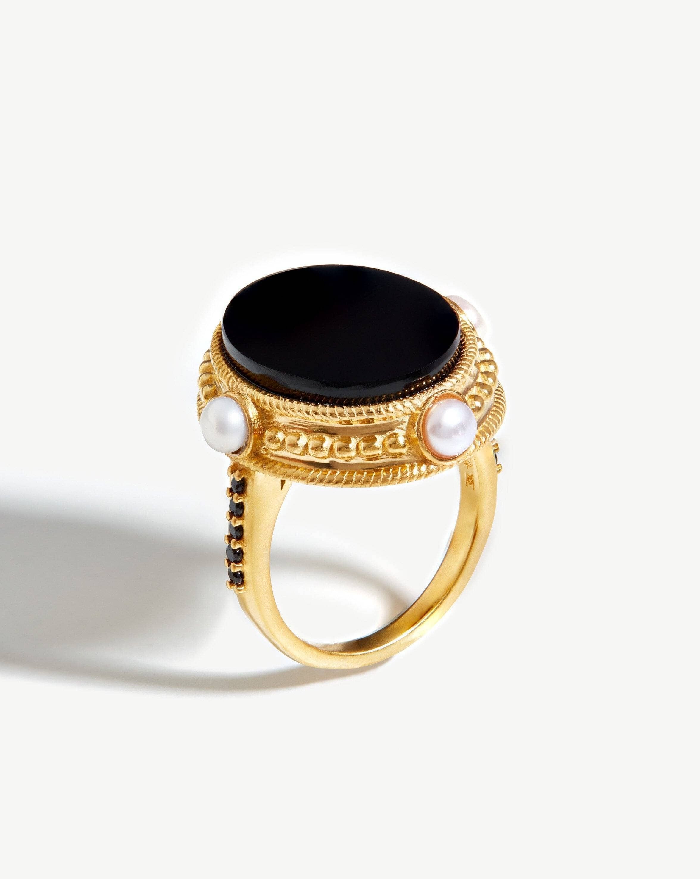 Harris Reed Golden Seal Ring | 18ct Gold Plated/Pearl & Black Onyx | Missoma US