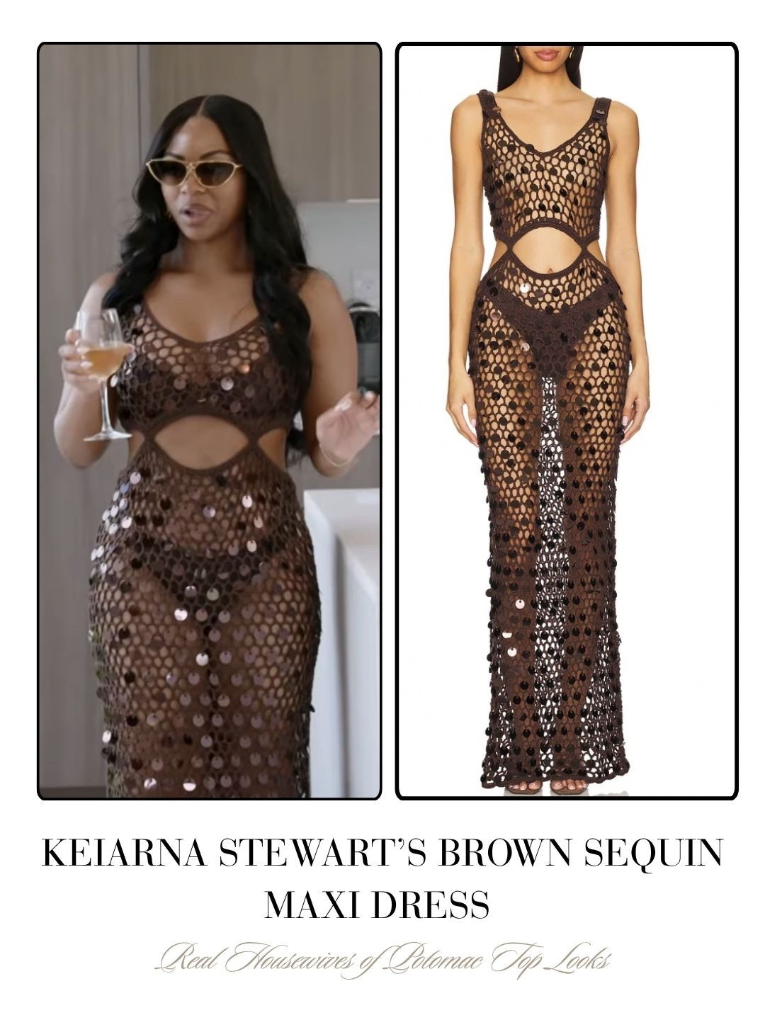 Keiarna Stewart’s Brown Sequin Maxi Dress 